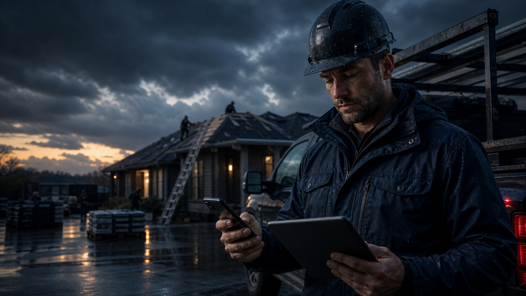 Roofing project manager using Contractorfy to turn a call into a job document