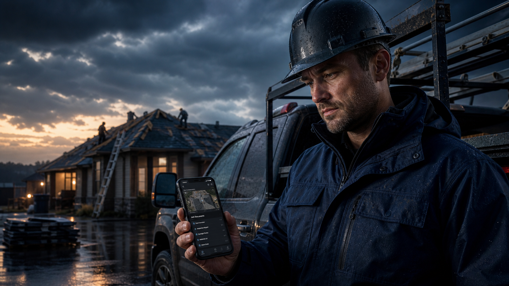Contractorfy mobile app turning roof damage evidence into job documents