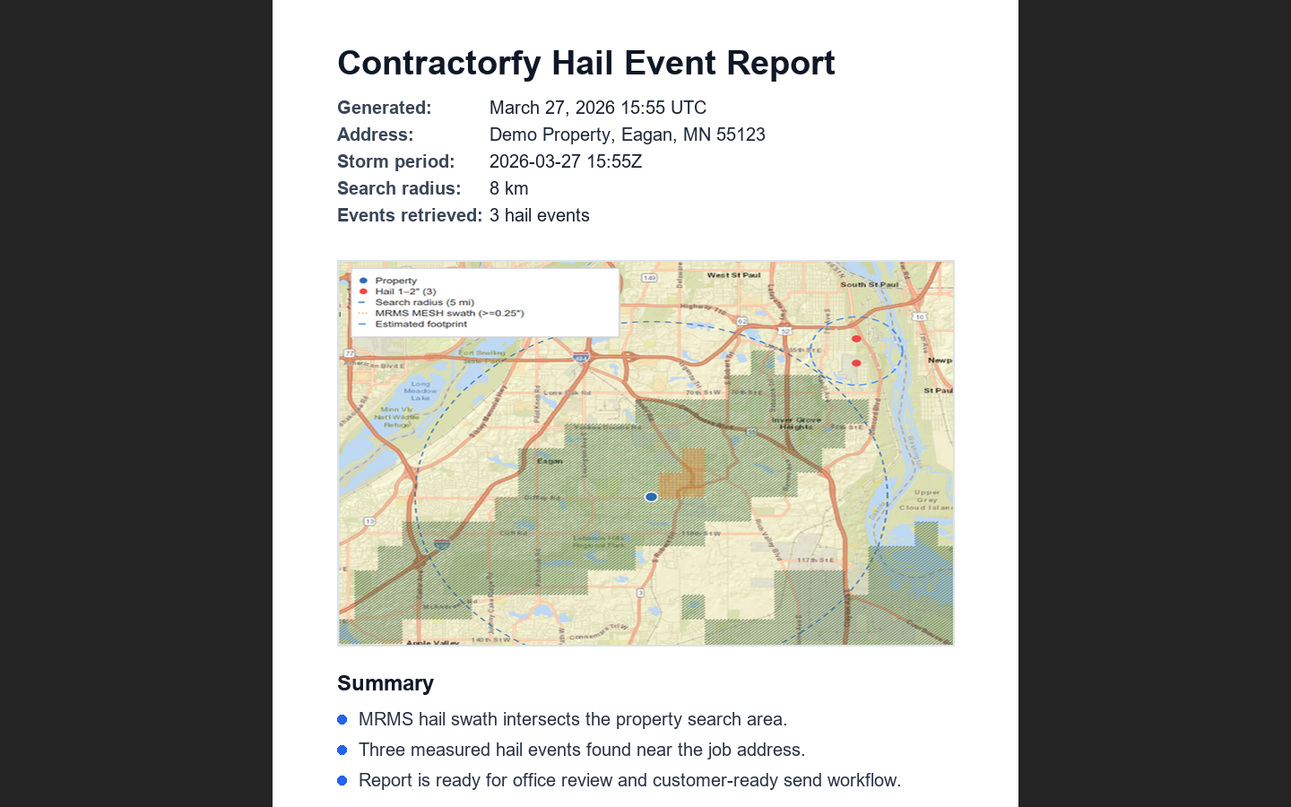 Preview image captured from the real Contractorfy hail report PDF.