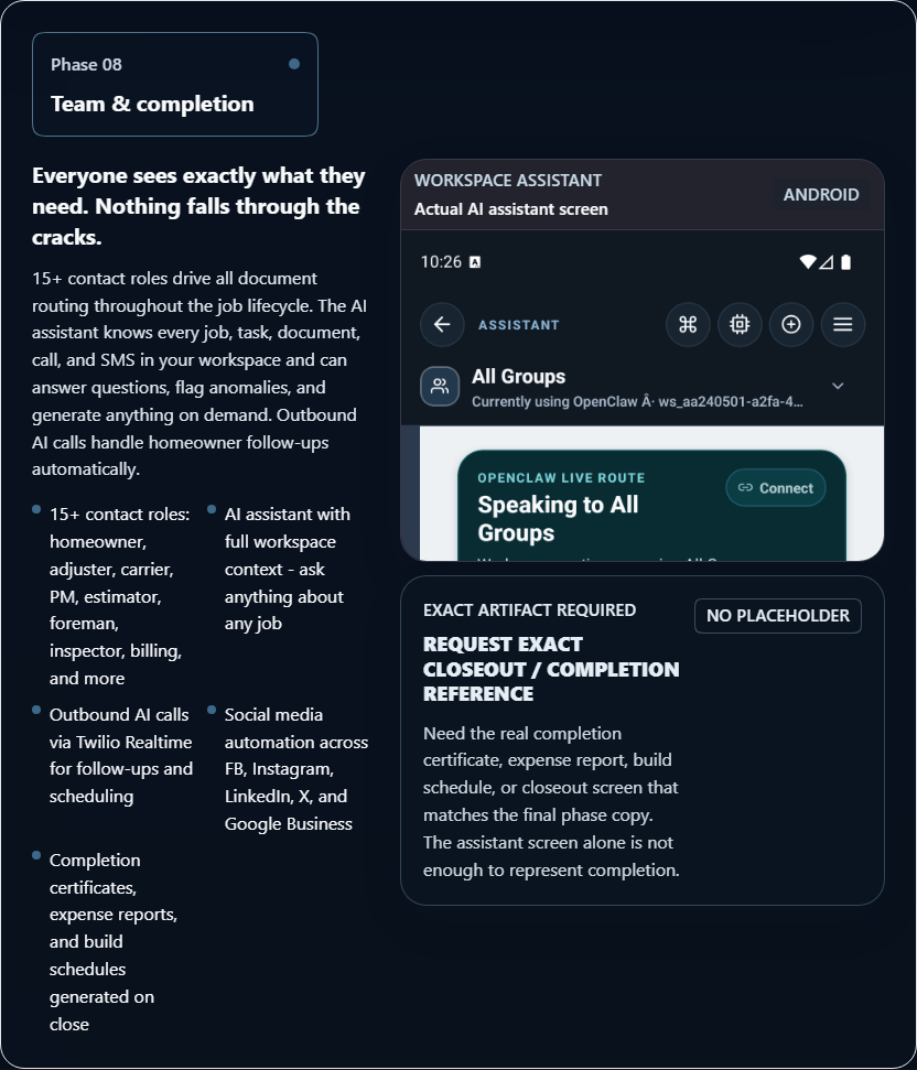 Contractorfy web command center reviewing roofing workflow